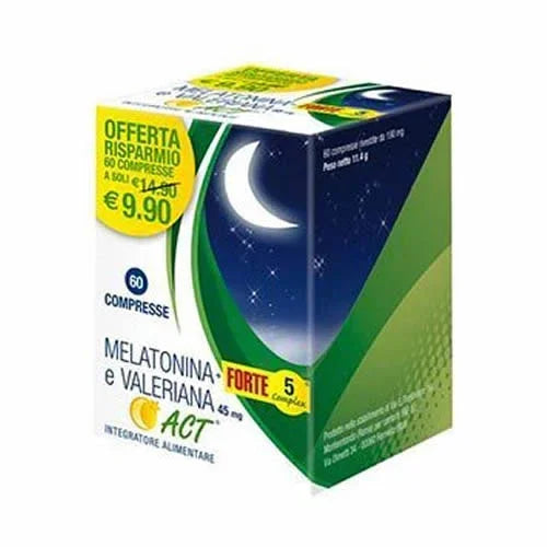 MELATONINA+FORTE 5 COMPLEX E VALERIANA ACT 60 COMPRESSE - Farmaspeed