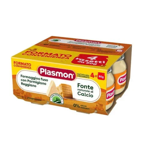PLASMON OMOGENEIZZATO FORMAGGINO FUSO E PARMIGIANO REGGIANO 4 PEZZI 80 G - Farmaspeed
