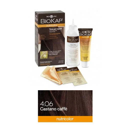 BIOKAP NUTRICOLOR 4,06 NEW CASTANO CAFFE' TINTA TUBO + FLACONE - Farmaspeed