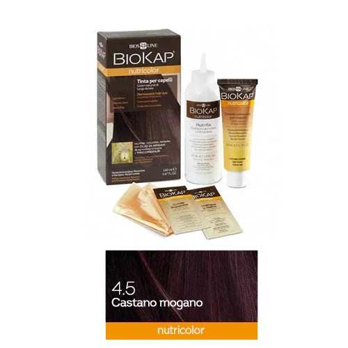 BIOKAP NUTRICOLOR 4,5 CASTANO MOGANO TINTA TUBO + FLACONE - Farmaspeed