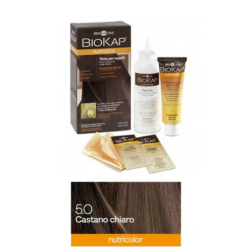 BIOKAP NUTRICOLOR 5,0 CASTANO CHIARO TINTA TUBO + FLACONE - Farmaspeed