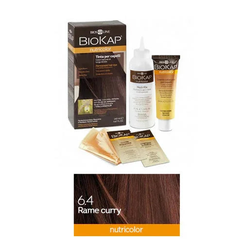 BIOKAP NUTRICOLOR 6,4 RAME CURRY TINTA TUBO + FLACONE - Farmaspeed