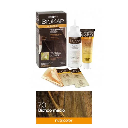 BIOKAP NUTRICOLOR 7,0 BIONDO MEDIO TINTA TUBO + FLACONE - Farmaspeed