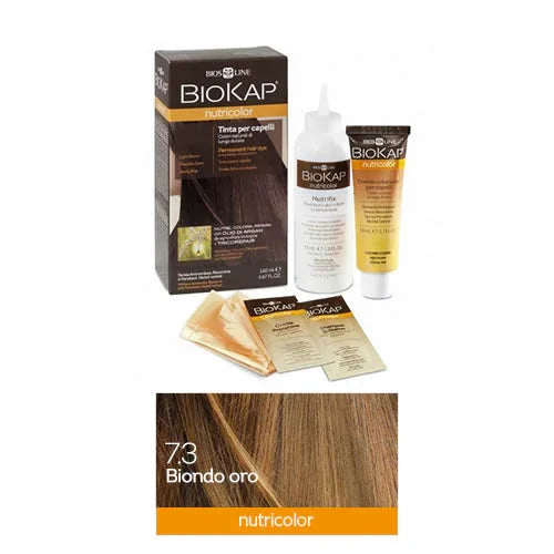BIOKAP NUTRICOLOR 7,3 NEW BIONDO ORO TINTA TUBO + FLACONE - Farmaspeed