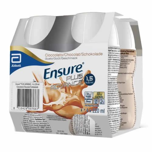 ENSURE PLUS ADVANCE CIOCCOLATO 4 BOTTIGLIE DA 220 ML - Farmaspeed