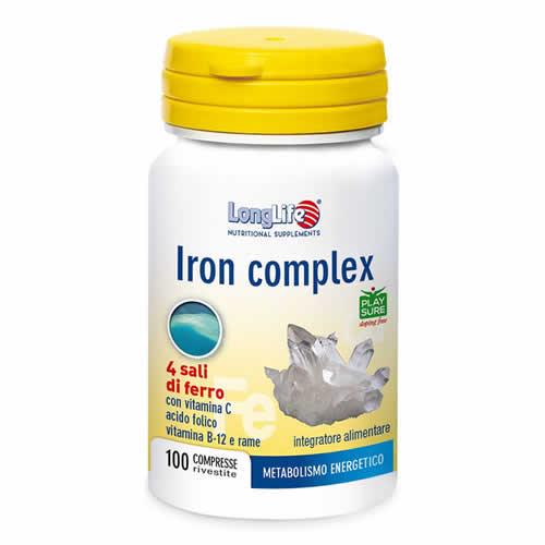 LONGLIFE IRON COMPLEX 100 COMPRESSE RIVESTITE - Farmaspeed