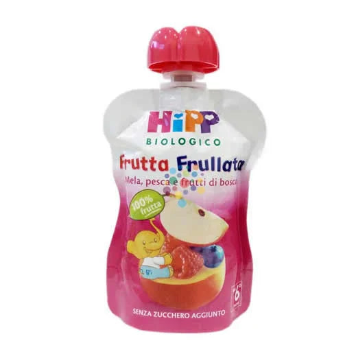 HIPP BIO FRUTTA FRULLATA MELA PESCA FRUTTI DI BOSCO 90 G - Farmaspeed