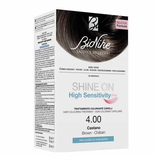 SHINE ON HIGH SENSITIVITY PLUS CASTANO 4,00 RIVELATORE IN CREMA 75 ML + CREMA COLORANTE 50 ML - Farmaspeed