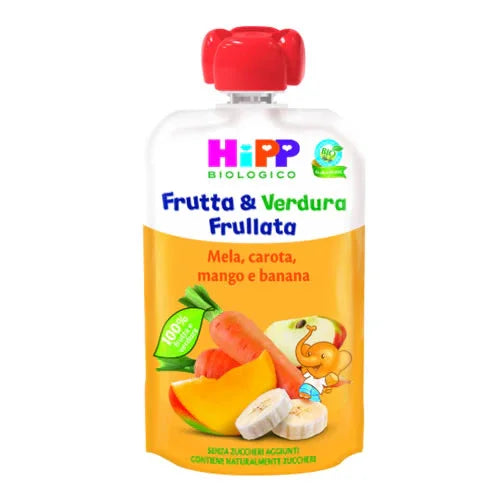 Hipp bio frutta & verdura frullata mela mango banana e carota 90 g - Farmaspeed