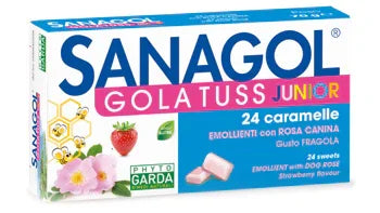 SANAGOL GOLA TUSS JUNIOR FRAGOLA 24 CARAMELLE - Farmaspeed
