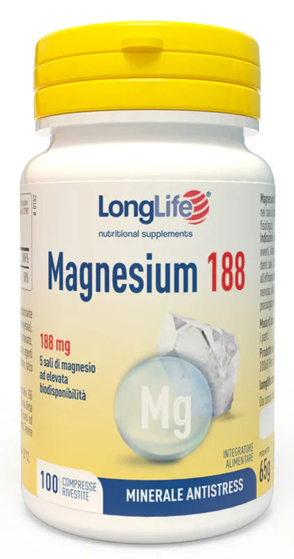 LONGLIFE MAGNESIUM 188 100 COMPRESSE RIVESTITE DA 6,5 G - Farmaspeed