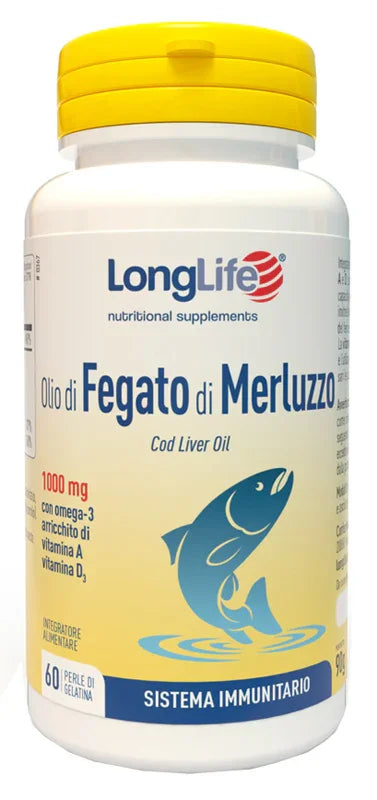 LONGLIFE OLIO FEGATO MERLUZZO 1000 MG 60 PERLE IN GELATINA - Farmaspeed