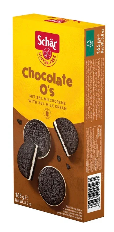 SCHAR CHOCOLATE O'S BISCOTTI AL CACAO CON CREMA AL LATTE 165 G - Farmaspeed