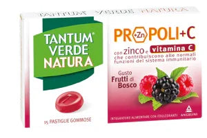 TANTUM VERDE NATURA PROPOLI+C CON ZINCO E VITAMINA C 15 PASTIGLIE GOMMOSE GUSTO FRUTTI DI BOSCO - Farmaspeed
