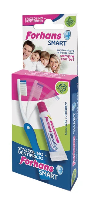 FORHANS SMART KIT IGIENE ORALE SPAZZOLINO PIEGHEVOLE + DENTIFRICIO 12 ML - Farmaspeed