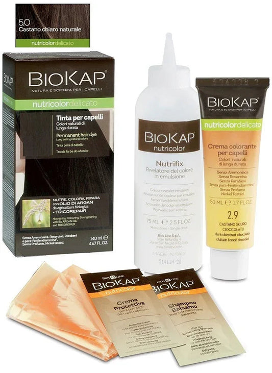 BIOKAP NUTRICOLOR DELICATO 5,0 NEW CASTANO CHIARO NATURALE TINTA 140 ML - Farmaspeed