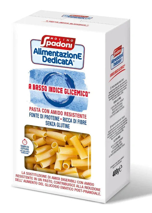 ALIMENTAZIONE DEDICATA MACCHERONI BASSO INDICE GLICEMICO SENZA GLUTINE 400 G - Farmaspeed