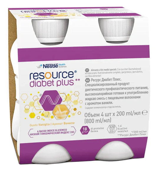 RESOURCE DIABET PLUS VANIGLIA 4 X 200 ML - Farmaspeed