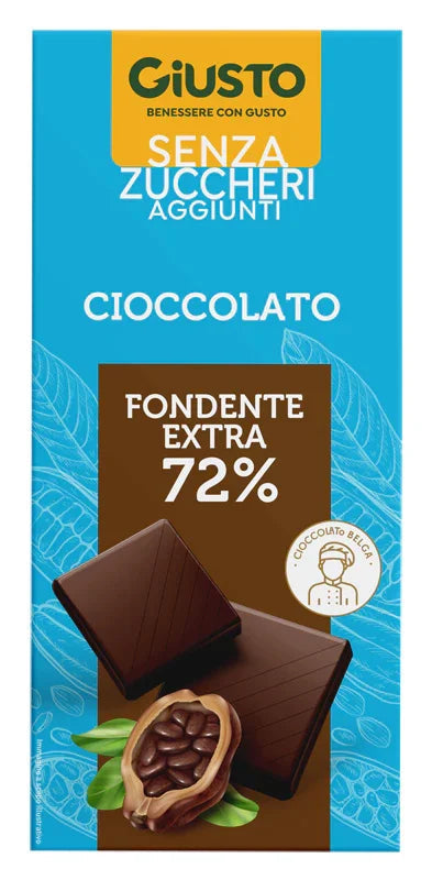 GIUSTO SENZA ZUCCHERO TAVOLETTA EXTRA FONDENTE 85 G - Farmaspeed