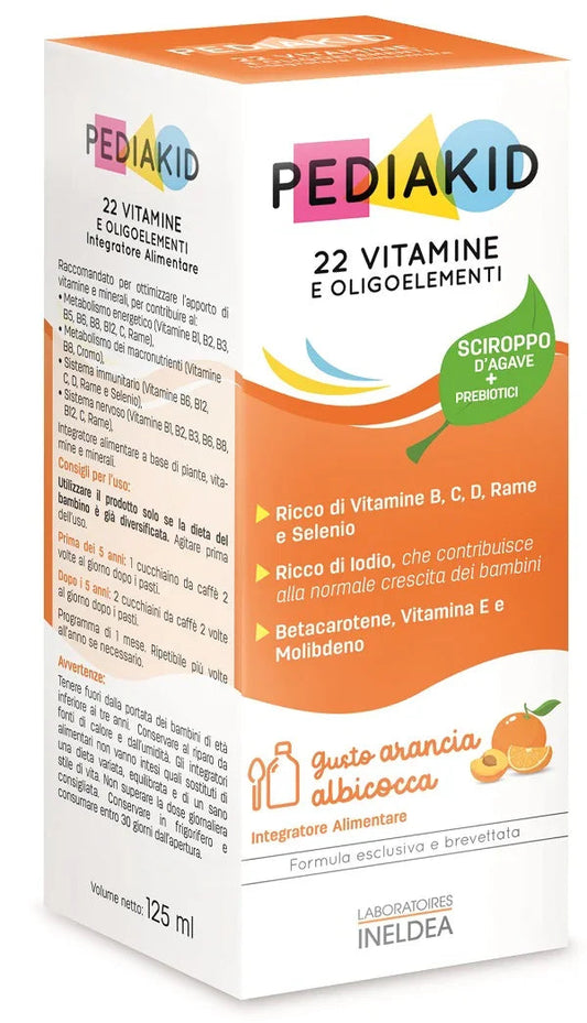 PEDIAKID 22 VITAMINE E OLIGOELEMENTI SCIROPPO 125 ML - Farmaspeed