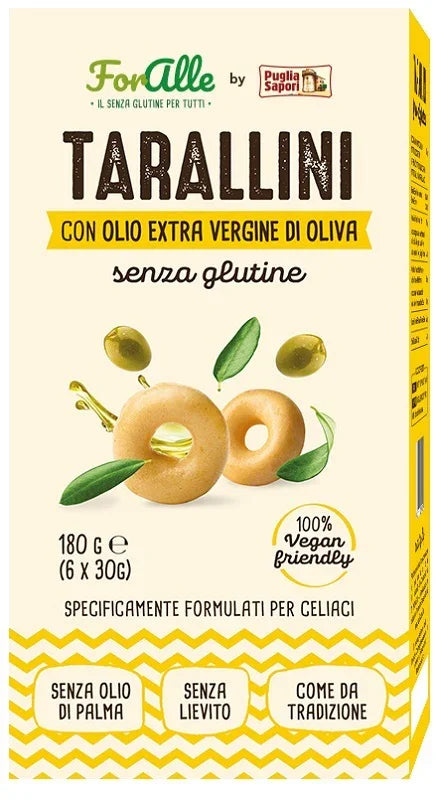 FORALLE TARALLINI SENZA GLUTINE OLIO EXTRA VERGINE D'OLIVA 6 BUSTINE DA 30 G - Farmaspeed