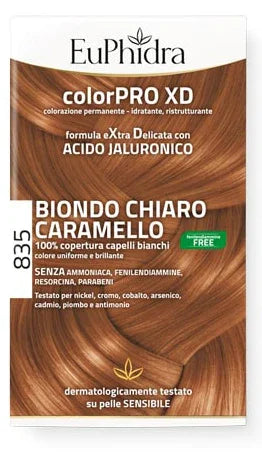 EUPHIDRA COLORPRO GEL COLORANTE CAPELLI XD 835 CARAMELLO 50 ML + ATTIVANTE + BALSAMO + GUANTI - Farmaspeed