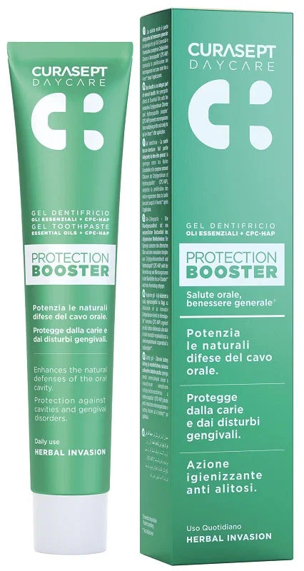 CURASEPT DAYCARE DENTIFRICIO PROTECTION BOOSTER HERBAL INVASION 75 ML - Farmaspeed