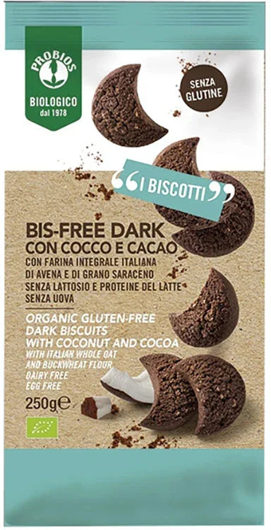 PROBIOS BIO BIS-FREE DARK CON COCCO E CACAO 250 G - Farmaspeed