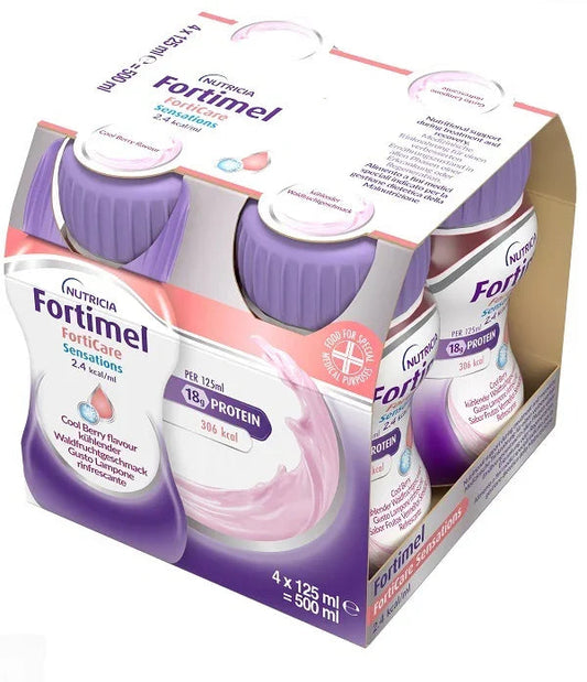 FORTIMEL FORTICARE SENSATION 2,4 KCAL/ML LAMPONE RINFRESCANTE 4 PEZZI DA 125 ML - Farmaspeed