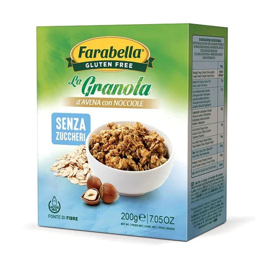 FARABELLA GLUTEN FREE LA GRANOLA D'AVENA CON NOCCIOLE SENZA ZUCCHERI SENZA LATTOSIO 200 G - Farmaspeed