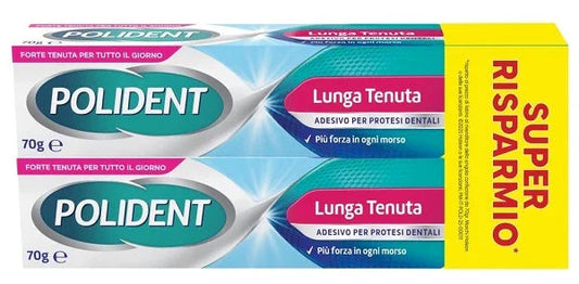 ADESIVO PROTESI DENTALI POLIDENT LUNGA TENUTA 2 TUBETTI X 70 G - Farmaspeed