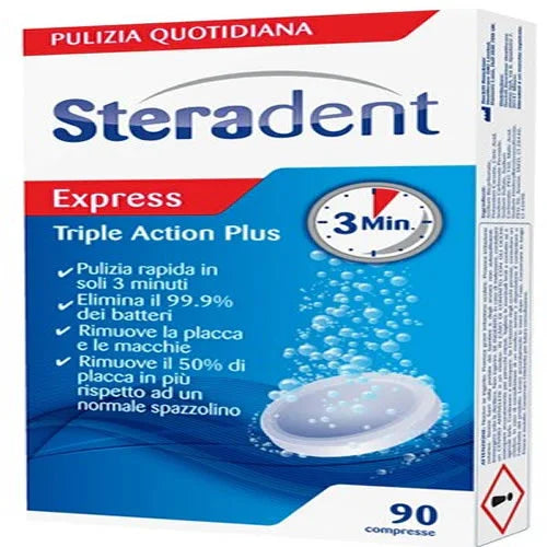 STERADENT TRIPLE ACTION PLUS 90 COMPRESSE PULENTI - Farmaspeed