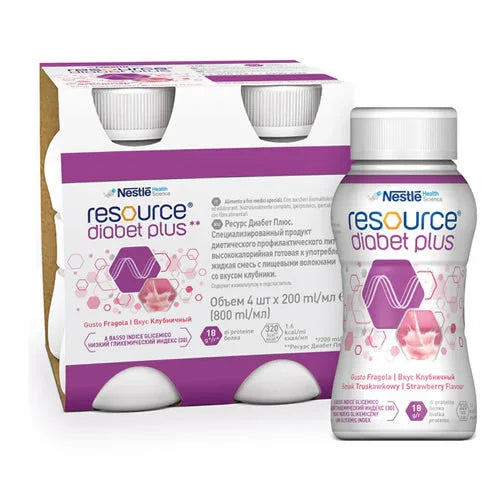RESOURCE DIABET PLUS FRAGOLA 4 X 200 ML - Farmaspeed