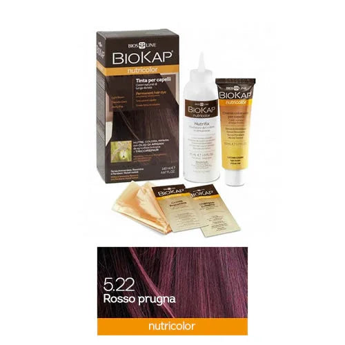 BIOKAP NUTRICOLOR 5,22 ROSSO PRUGNA TINTA TUBO + FLACONE - Farmaspeed