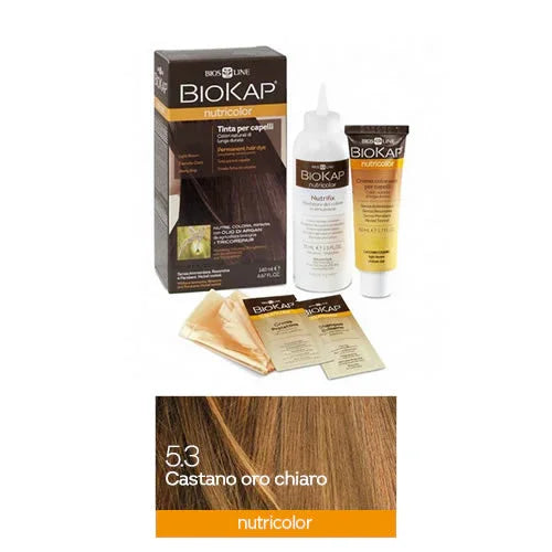 BIOKAP NUTRICOLOR 5,3 NEW CASTANO ORO CHIARO TINTA TUBO + FLACONE - Farmaspeed