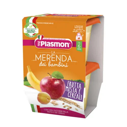 PLASMON LA MERENDA DEI BAMBINI MERENDE FRUTTA CEREALI ASETTICO 2 X 120 G - Farmaspeed