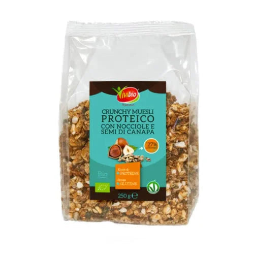 Vivibio crunchy proteico con nocciole e semi di canapa 250 g - Farmaspeed