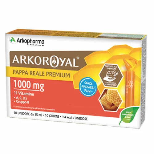 ARKOROYAL PAPPA REALE 1000 MG + VITAMINE SENZA ZUCCHERO 10 FIALE - Farmaspeed