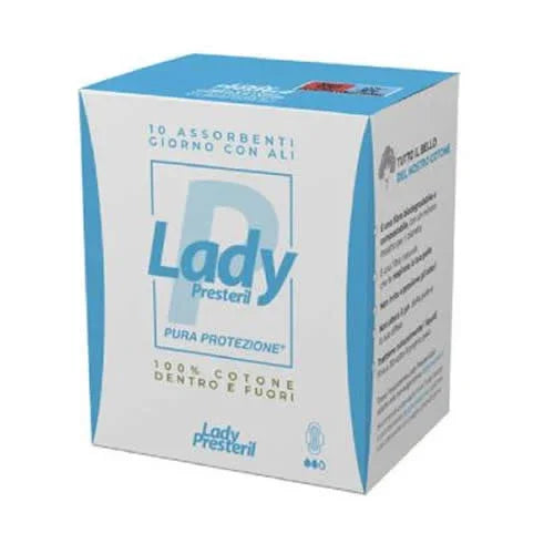 LADY PRESTERIL ASSORBENTI GIORNO CON ALI RIPIEGATI BIODEGRADABILI 10 PEZZI - Farmaspeed