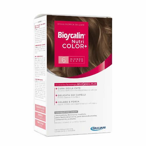 BIOSCALIN NUTRI COLOR+ 6,01 BIONDO SCURO FREDDO CREMA COLORANTE 40 ML + RIVELATORE CREMA 60 ML + SHAMPOO 12 ML + BALSAMO 12 ML + GUANTI USA E GETTA - Farmaspeed