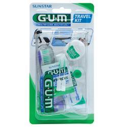 GUM TRAVEL KIT VIAGGIO 1 SPAZZOLINO PIEGHEVOLE GUM TRAVEL + 1 DENTIFRICIO VIAGGIO 12 ML + 1 ROCCHETTO FILO INTERDENTALE 10MT + 2 SCOVOLINI GOMMA GUM SOFT PICKS - Farmaspeed