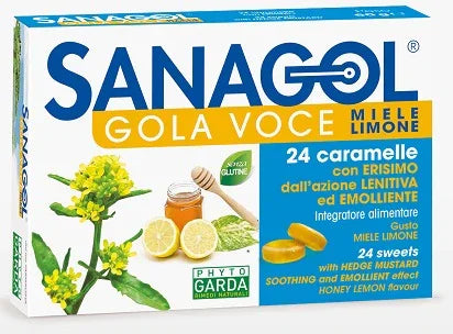 SANAGOL GOLA VOCE MIELE LIMONE 24 CARAMELLE - Farmaspeed