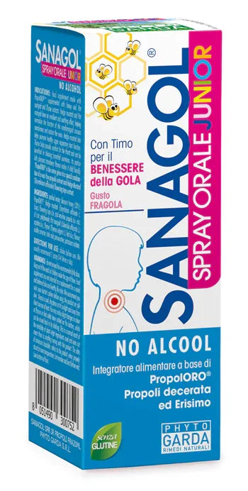 SANAGOL SPRAY JUNIOR PROPOLI FRAGOLA 20 ML - Farmaspeed