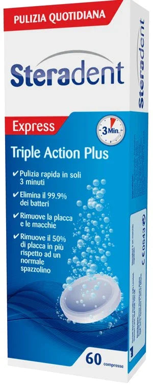 STERADENT TRIPLE ACTION PLUS 60 COMPRESSE PULENTI - Farmaspeed