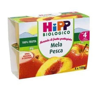 HIPP BIO FRUTTA GRATTUGGIATA MELA PESCA 4X100 G - Farmaspeed
