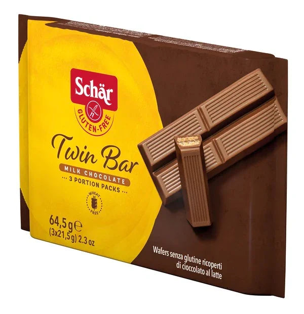 SCHAR TWIN BAR WAFERS RICOPERTI DI CIOCCOLATO AL LATTE 3 PEZZI DA 21,5 G - Farmaspeed