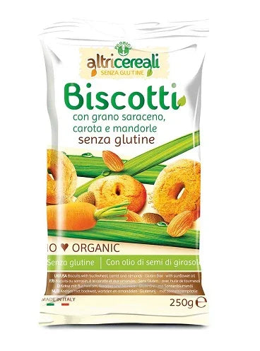 ALTRICEREALI BISCOTTI DI GRANO SARACENO CON CAROTA E MANDORLE BIO 250 G - Farmaspeed