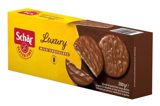 SCHAR LUXURY BISCOTTI DI PASTA FROLLA RICOPERTI DI CIOCCOLATO AL LATTE 200 G - Farmaspeed
