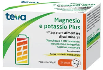 MAGNESIO POTASSIO PLUS TEVA 24 BUSTINE SENZA ZUCCHERI AROMA AGRUMI - Farmaspeed