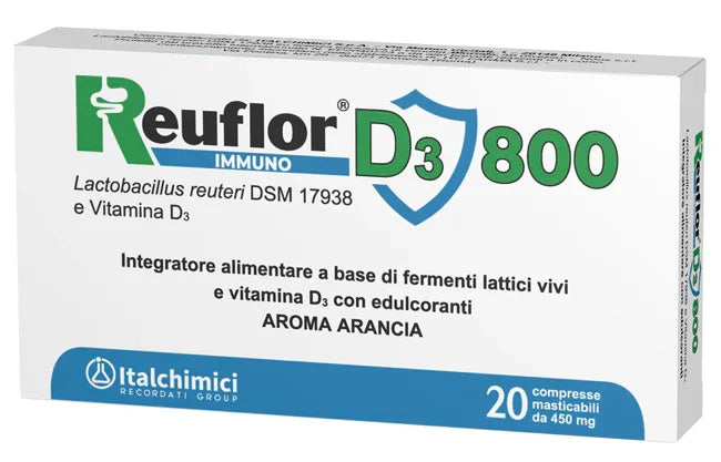 REUFLOR D3 800 20 COMPRESSE MASTICABILI AROMA ARANCIA - Farmaspeed